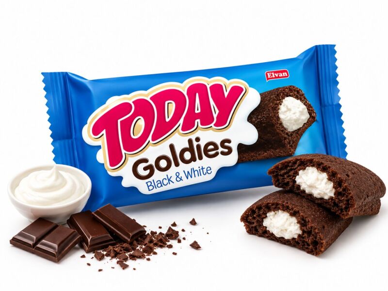 Today Goldies Black & White, kakaový piškotový řez s mléčnou náplní. 45g